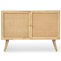Desser Manhattan 2 Door Natural Rattan and Mango Wood Sideboard - Size: 40 x 100 x 70cm - Brown - Wilko - thumbnail 3
