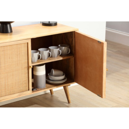 Desser Manhattan 2 Door Natural Rattan and Mango Wood Sideboard - Size: 40 x 100 x 70cm - Brown - Wilko - thumbnail 6