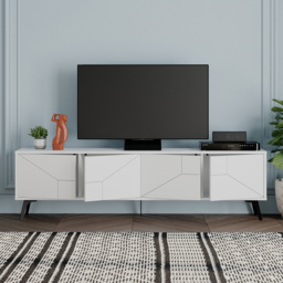 Decortie Dune 4 Door White TV Unit - Size: 50.0  x 180.0  x 29.6 cm - Wilko - thumbnail 6
