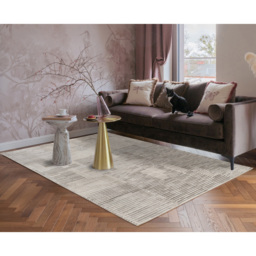 Mayfair Living Room Area Rug Metallic Sheen Contemporary Modern Matrix Design - Stone 160cm x 230cm - Size: 230 x 160 x 0.7cm - Desire Rugs - Wilko - thumbnail 3