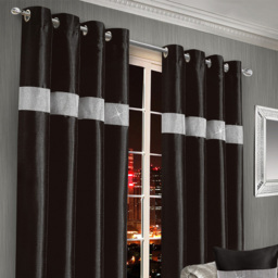 Intimates Belleza Black Eyelet Curtains 117 x 137cm - Size: W 117 x D 137cm - Wilko - thumbnail 3