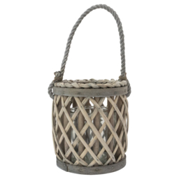 JVL Luna Grey Wash Natural Willow Wood Lantern with Braided Rope Handle 2 Pack - Size: 16.5 x 15 x 15cm - Wilko - thumbnail 5
