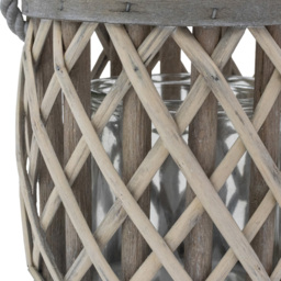 JVL Luna Grey Wash Natural Willow Wood Lantern with Braided Rope Handle 2 Pack - Size: 16.5 x 15 x 15cm - Wilko - thumbnail 6