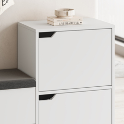 Decortie Haven 2 Door Single Shelf White Modern Shoe Storage Bench with Hidden Compartment - Size: 80.5 x 101.5 x 35.5cm - Wilko - thumbnail 4