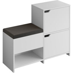 Decortie Haven 2 Door Single Shelf White Modern Shoe Storage Bench with Hidden Compartment - Size: 80.5 x 101.5 x 35.5cm - Wilko - thumbnail 3