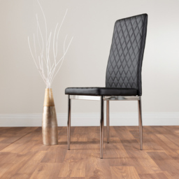 Furniturebox Copeland Valera Marble Effect 6 Seater Dining Set White Black and Chrome - Wilko - thumbnail 4