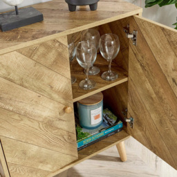 Home Source Dallas 2 Door Natural Sideboard - Size: 80 x 60 x 30cm - Brown - Wilko - thumbnail 7