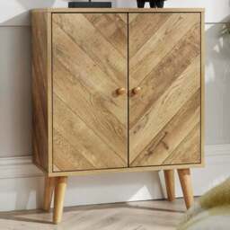 Home Source Dallas 2 Door Natural Sideboard - Size: 80 x 60 x 30cm - Brown - Wilko