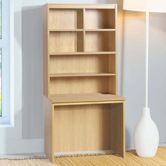 R White Cabinets 6 Shelf Home Office Desk with Hutch Brown - Size: 182.8 x 85 x 54cm - Wilko - image 1