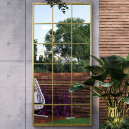 MirrorOutlet The Genestra Gold Modern Window Garden Wall Mirror 174 x 85cm - Size: 174 x 85 x 3cm - Wilko - thumbnail 3
