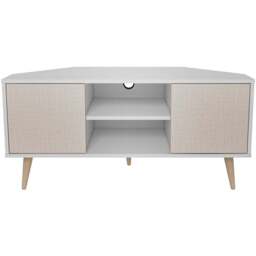 Decorotika Lesson 2 Door 2 Shelf White and Beige Corner TV Stand - Size: 16.6 x 120 x 59.8cm - Multi - Wilko - thumbnail 7