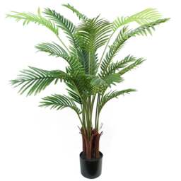 Leaf Areca Palm Artificial Tree with Black Pot 110cm - Size: 110 x 70 x 70cm - Green - Wilko