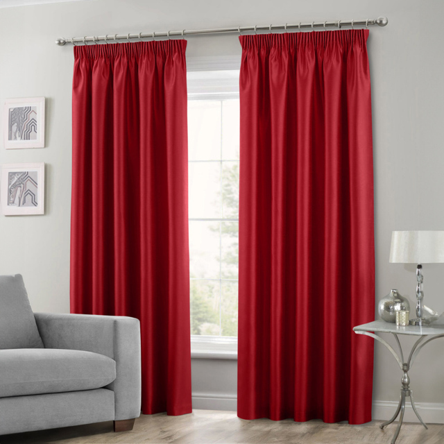 Intimates Faux Silk Red Curtains 168 x 229cm - Size: W 168 x D 229cm - Wilko - image 1