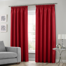 Intimates Faux Silk Red Curtains 168 x 229cm - Size: W 168 x D 229cm - Wilko - thumbnail 1