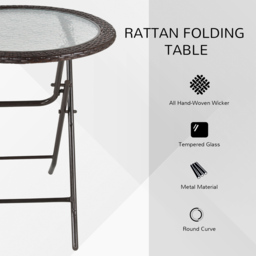 Outsunny Brown Rattan Folding Round Table - Size: 68 x 11 x 100cm - Wilko - thumbnail 5