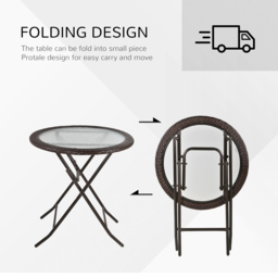 Outsunny Brown Rattan Folding Round Table - Size: 68 x 11 x 100cm - Wilko - thumbnail 7