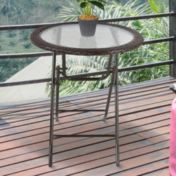 Outsunny Brown Rattan Folding Round Table - Size: 68 x 11 x 100cm - Wilko - thumbnail 1