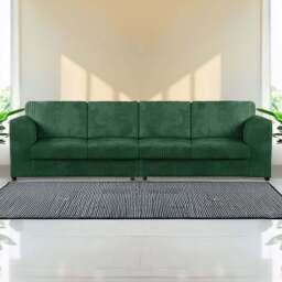 Luxor 4 Seater Green Jumbo Cord Full Back Sofa - Wilko - thumbnail 1
