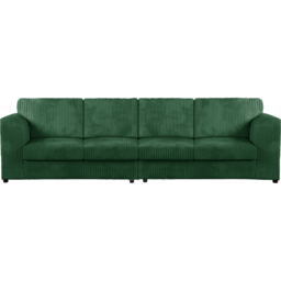 Luxor 4 Seater Green Jumbo Cord Full Back Sofa - Wilko - thumbnail 3