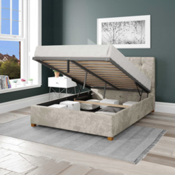Aspire Hepburn Super King Pearl Mirazzi Velvet Ottoman Bed - Cream - Aspire Beds - Wilko - thumbnail 3