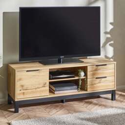 Julian Bowen Bali Light Oak TV Unit - Size: 50 x 135 x 40cm - Brown - Wilko - thumbnail 1