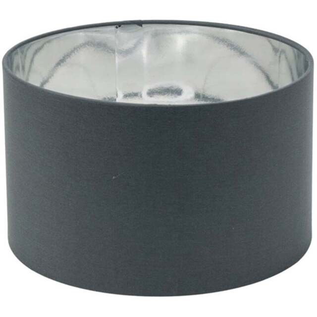 ValueLights Reni Charcoal and Metallic Chrome Small Ceiling Drum Lamp Shade 25cm - Size: 15 x 25 x 25cm - Grey - Wilko - image 1