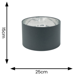 ValueLights Reni Charcoal and Metallic Chrome Small Ceiling Drum Lamp Shade 25cm - Size: 15 x 25 x 25cm - Grey - Wilko - thumbnail 5