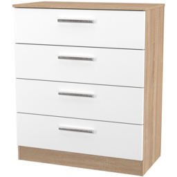 Crowndale Contrast 4 Drawer White Matt and Bardolino Oak Chest of Drawers Ready Assembled - White Matt & Bardolino Oak - Wilko - thumbnail 5