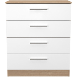 Crowndale Contrast 4 Drawer White Matt and Bardolino Oak Chest of Drawers Ready Assembled - White Matt & Bardolino Oak - Wilko - thumbnail 3