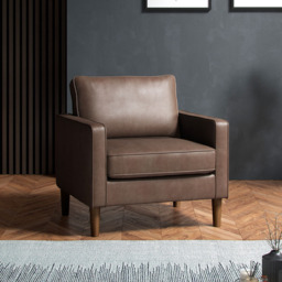 Bexhill Brown Faux Leather Armchair - Size: 82 x 65 x 75cm - Wilko - thumbnail 5