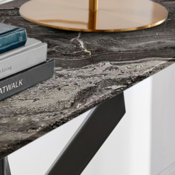 Furniturebox Tavalo Marble Effect Black Console Table - Size: 40 x 120 x 78cm - Grey - Wilko - thumbnail 3