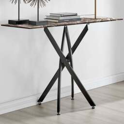 Furniturebox Tavalo Marble Effect Black Console Table - Size: 40 x 120 x 78cm - Grey - Wilko - thumbnail 1