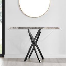 Furniturebox Tavalo Marble Effect Black Console Table - Size: 40 x 120 x 78cm - Grey - Wilko - thumbnail 6