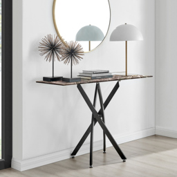 Furniturebox Tavalo Marble Effect Black Console Table - Size: 40 x 120 x 78cm - Grey - Wilko - thumbnail 7