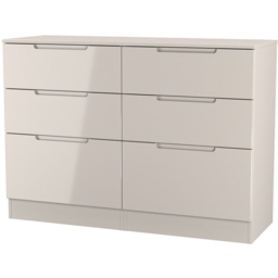 Crowndale Milan 6 Drawer Kashmir Gloss and Kashmir Wide Chest of Drawers Ready Assembled - Kashmir Gloss & Kashmir - Wilko - thumbnail 3
