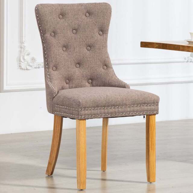 Artemis Home Rezzato Set of 2 Dark Brown Fabric Dining Chair - Wilko
