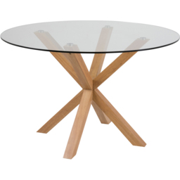 Florence Heaven Clear Glass Round 4 seater Dining Table Oak - Brown - Furniture To Go - Wilko - thumbnail 3