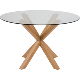 Florence Heaven Clear Glass Round 4 seater Dining Table Oak - Brown - Furniture To Go - Wilko - thumbnail 4