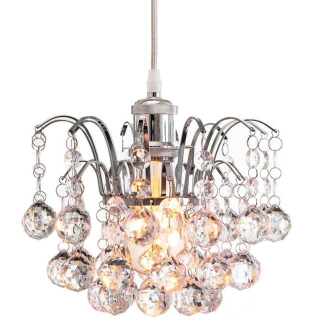 Innoteck Chrome Faceted Oriel Pendant Light Shade - Size: 19 x 23.5 x 23.5cm - Clear - Wilko - image 1