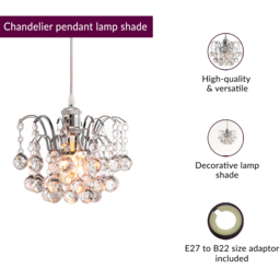Innoteck Chrome Faceted Oriel Pendant Light Shade - Size: 19 x 23.5 x 23.5cm - Clear - Wilko - thumbnail 5