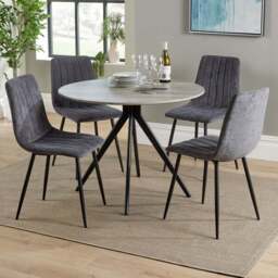 Core Products Aspen 4 Seater Round Dining Set Grey Oak and Grey - Multi - Wilko - thumbnail 1