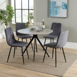 Core Products Aspen 4 Seater Round Dining Set Grey Oak and Grey - Multi - Wilko - thumbnail 5