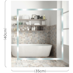 ValueLights White Rectangular LED Bathroom Mirror 40 x 35cm - Size: 40 x 3.5 x 35cm - Silver - Wilko - thumbnail 7