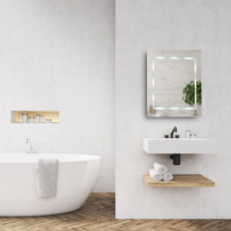 ValueLights White Rectangular LED Bathroom Mirror 40 x 35cm - Size: 40 x 3.5 x 35cm - Silver - Wilko - thumbnail 6