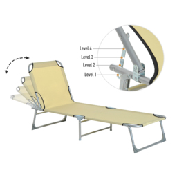 Outsunny Sun lounger Camping Cot Beige - Size: 58 x 15 x 71cm - Cream - Wilko - thumbnail 5