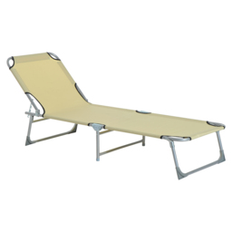 Outsunny Sun lounger Camping Cot Beige - Size: 58 x 15 x 71cm - Cream - Wilko - thumbnail 3