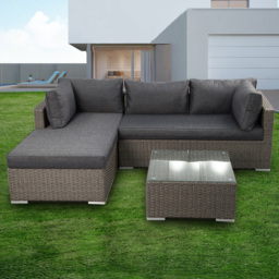 Furniture One 4 Seater L Shaped Garden Corner Lounge Set - Grey - Wilko