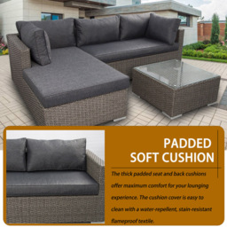 Furniture One 4 Seater L Shaped Garden Corner Lounge Set - Grey - Wilko - thumbnail 6