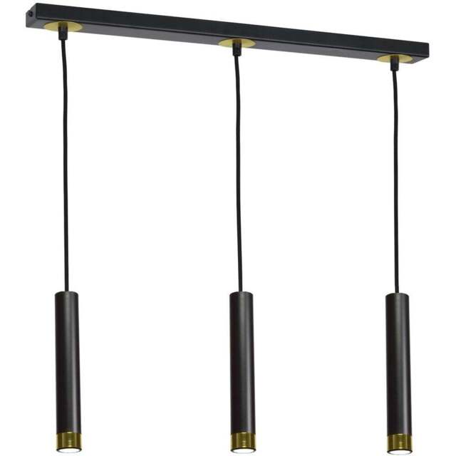 Milagro Dani Black and Gold 3 Pendant Lamp 230V - Size: 6 x 60 x 90cm - Wilko - image 1