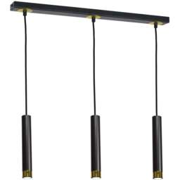 Milagro Dani Black and Gold 3 Pendant Lamp 230V - Size: 6 x 60 x 90cm - Wilko - thumbnail 1